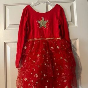 Cat & Jack Red and Gold Dress with Star Embellishments